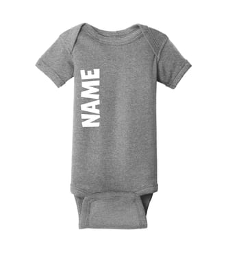 Custom Onesie - Heather - Name Down the Side